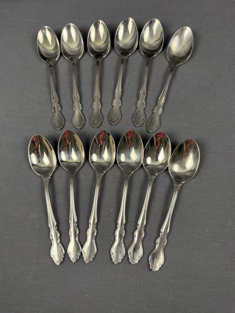12 Teaspoons DOVER Oneida Stainless Flatware Floral